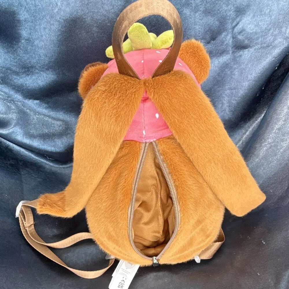 Carried Away Strawberry Capybara 3D Plush Backpack Mini Bag - Super Cute!